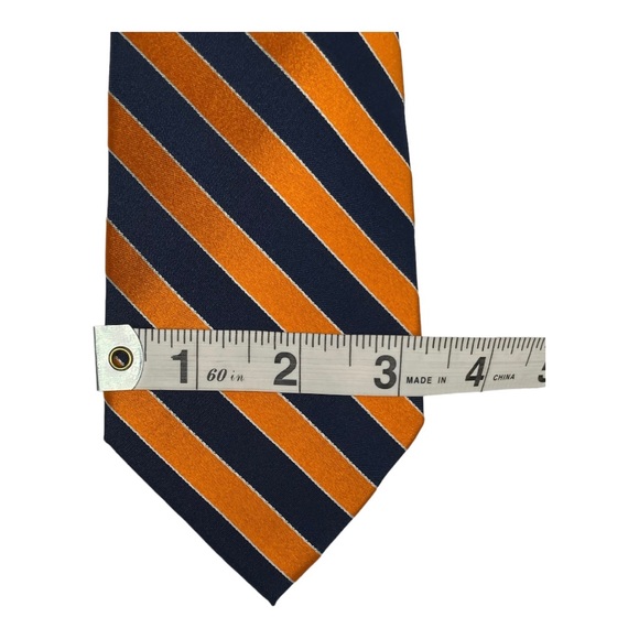 SADDLEBRED Silk Orange and Navy Blue Stripe Tie‎ - Picture 4 of 4